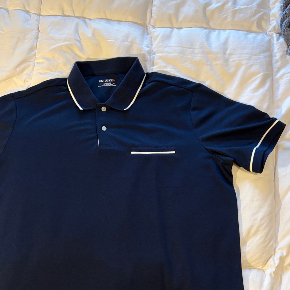 UNTUCKit Men's Navy Polo with White Trim